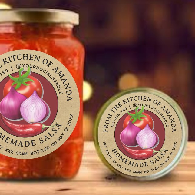 Adesivo Vintage Kraft Homemade Salsa Label Modelo (Criador carregado)
