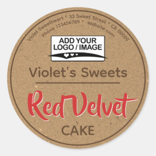 Adesivo Vintage Kraft Paper Red Cupcake Cake Paery Label