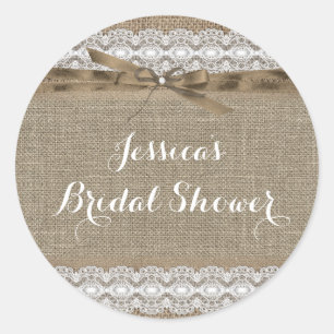 Adesivo Vintage Lace & Burlap Chá de panela Sticker