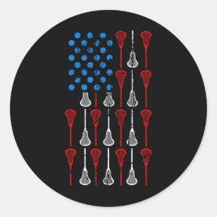 Adesivo Vintage Lacrosse American Flag 4 De Julho