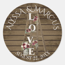 Adesivo Vintage Ladder e Burgundy Rosas Casamento Russo