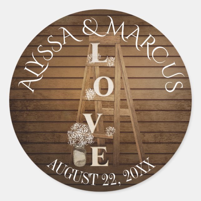 Adesivo Vintage Ladder e Rustic Barn Wood Wedding (Frente)
