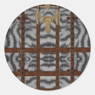 Adesivo Vintage Leather Tribal White Tigre Impressão Anima