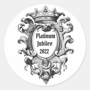 Adesivo Vintage Look Platinum Jubilee 2022 Classic Round S