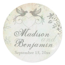 Vintage Love Birds Casamento Favor Selantes