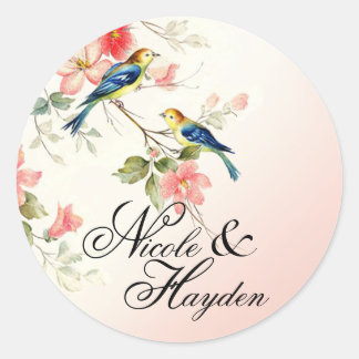 Adesivo Vintage Love Birds Favor | cor-de-rosa-claro