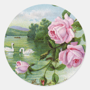 Adesivo Vintage Love Stickers - Swans
