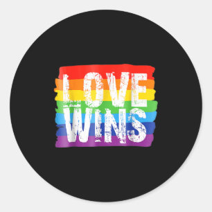 Adesivo Vintage Love Win Rainbow Peace Sign Pride Lésbica