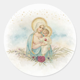 Adesivo Vintage Madonna and Child Floral Catholic Sticker