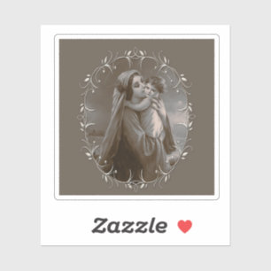 Adesivo Vintage Madonna e Child com Silver Frame