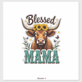 Adesivo Vintage Mãe Abençoada Vaca das Terras Altas Girass