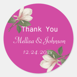 Adesivo vintage magnolia cor-de-rosa obrigado