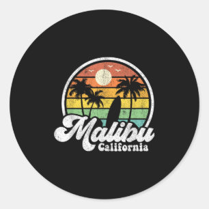 Adesivo Vintage Malibu Beach California Ca Surfing Retro S