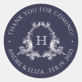 Adesivo Vintage Marinho Crest Monograma Wedker