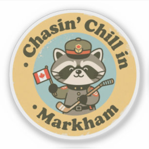 Adesivo Vintage Markham Ontário Mapache e Hóquei