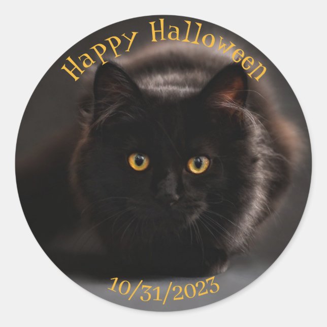 Adesivo Vintage Mau Black Cat Spooky Halloween (Frente)