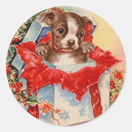 Adesivo Vintage Meio século Belo Bebê Boston Terrier