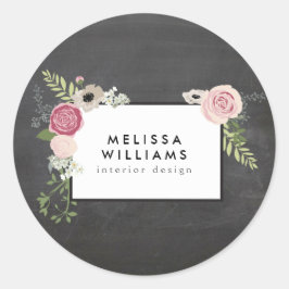 Adesivo Vintage Modern Floral Motif em Chalkboard