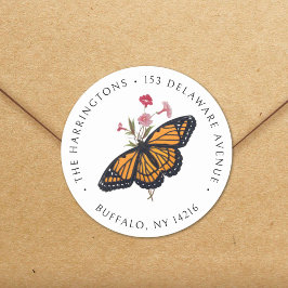 Adesivo Vintage Monarca Butterfly Endereço de Retorno de B