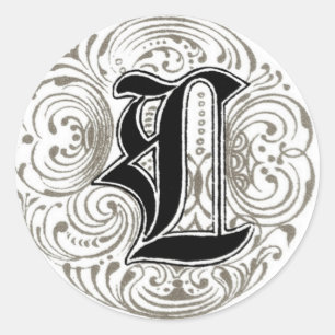 Adesivo Vintage Monograma "L" em Cinza