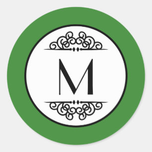 Adesivo Vintage Monograma Verde - Vinheta em Círculo