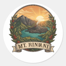 Adesivo Vintage Monte Rinjani Indonésia Vulcão Retro