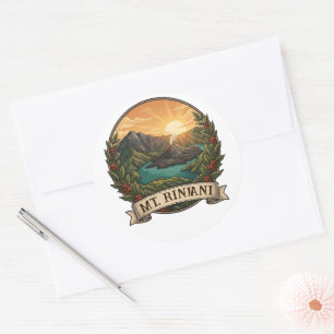 Adesivo Vintage Monte Rinjani Indonésia Vulcão Retro