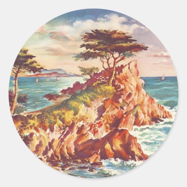 Adesivo Vintage Monterey Coastline California Turismo cali (Frente)