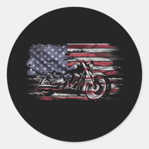 Adesivo Vintage Motorcycle USA Flag Retro Biker, Motorcycl