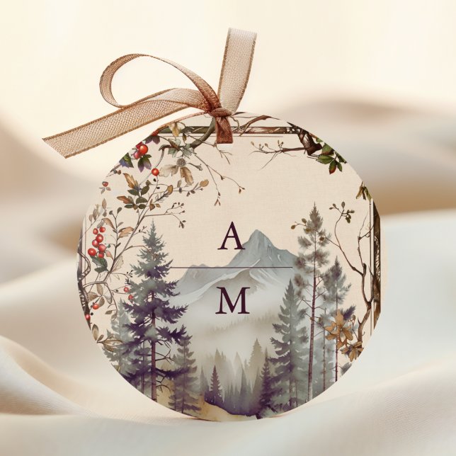 Adesivo Vintage Mountain Forest Evergreen Tree Weding (Criador carregado)