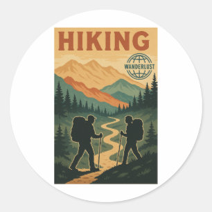 Adesivo Vintage Mountain Hike - Rastreio de Caminho Retro