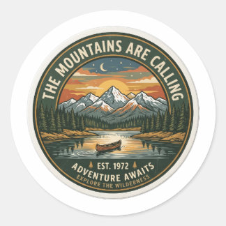 Adesivo Vintage Mountains Are Calling Adventure Travel Sti