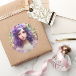 Adesivo Vintage Mucha Style Linda Retrato de Mulher