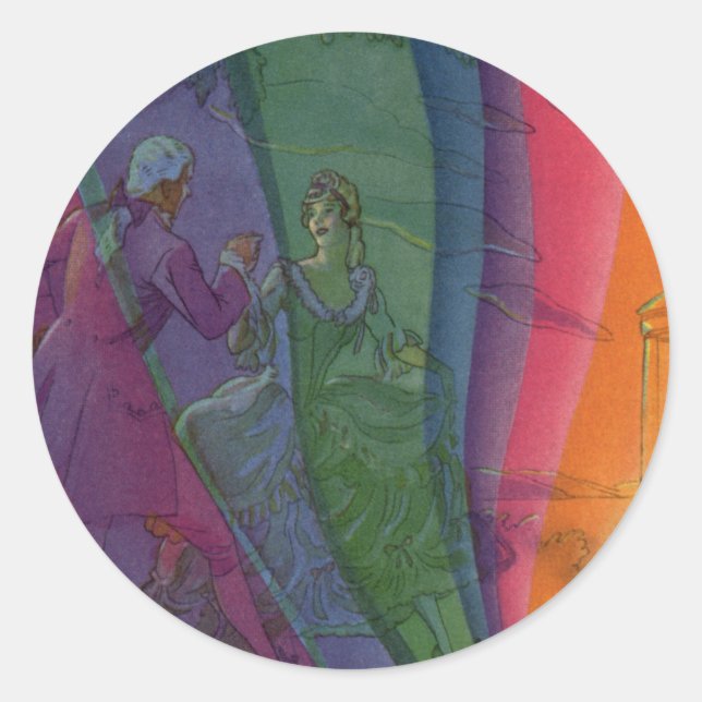 Adesivo Vintage Music Rainbow, Casal vitoriano dançando (Frente)