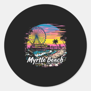 Adesivo Vintage Myrtle Beach South Carolina Sunset Skyline