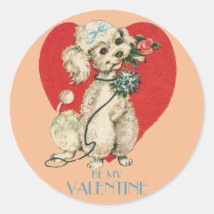 Adesivo Vintage Namorados redondo de Poodle francês
