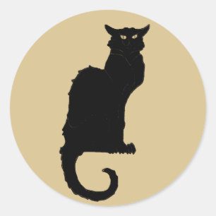 Adesivo Vintage o Dia das Bruxas, gato preto de Nouveau da