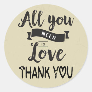 Adesivo Vintage Obrigado Bege e Preto Amor - Casamento