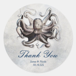 Adesivo Vintage Octopus Beach Wedding Elegant Sticker
