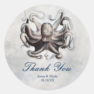 Adesivo Vintage Octopus Beach Wedding Elegant Sticker