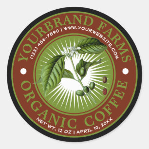 Adesivo Vintage Organic Coffee Label Modelo