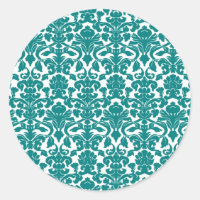 Vintage Ornamentado Floral Teal Damask Sticker