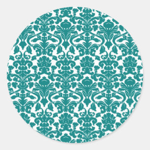 Adesivo Vintage Ornamentado Floral Teal Damask Sticker