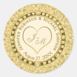 Adesivo Vintage Ouro Faux Foil Heart