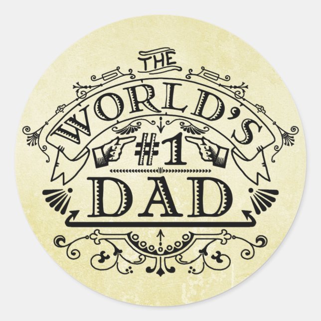 Adesivo Vintage Pai número um floresce (Frente)