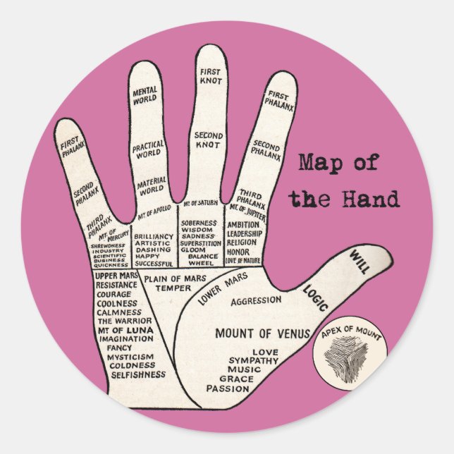 Adesivo Vintage palm lendo fortuna palmística (Frente)