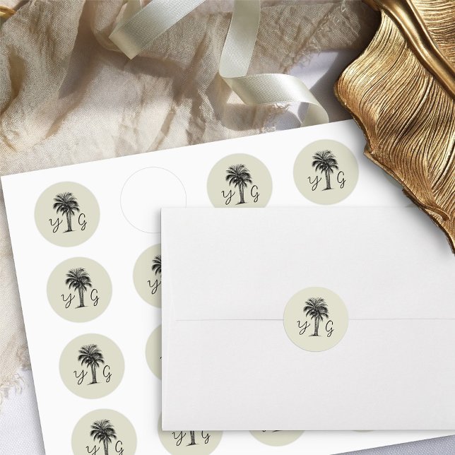 Adesivo Vintage Palm Monogrammed Wedding (Monogrammed wedding sticker - from my Vintage Palm Wedding Collection)