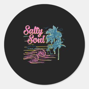 Adesivo Vintage Palm Tree Beach Vibes Retro Salty Summer S