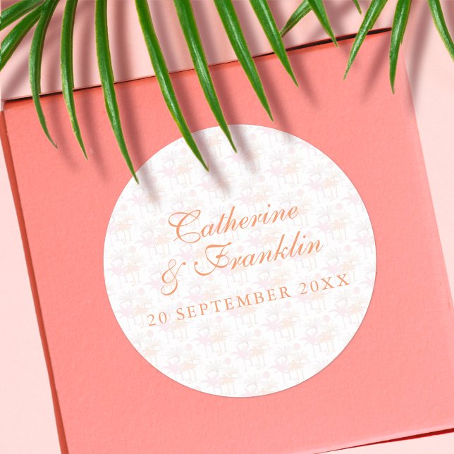 Adesivo Vintage Palm Tree Casamento Tropical (Criador carregado)