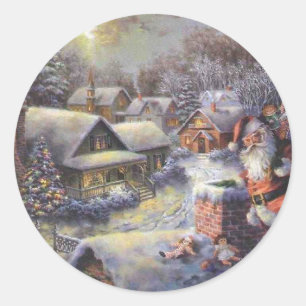 Adesivo Vintage Papai Noel No Telhado